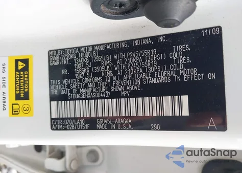 2010 Toyota Highlander Limited V6 from USA, damaged, VIN 5TDDK3EHXAS004437